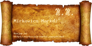 Mirkovics Markó névjegykártya